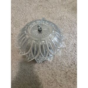 Vintage Mason Jar Glass Bird Feeder Hanging GardenDecor Clear PressedGlassFlower